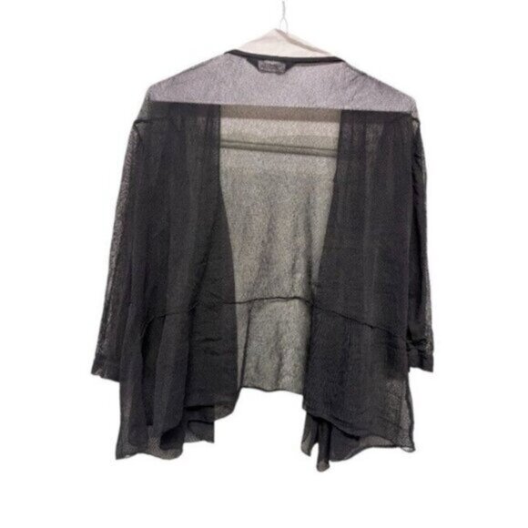 Vintage 90s Y2K Ardoise Black Mesh Cardigan Top Grunge Punk Women's Size M/L - Picture 2 of 5